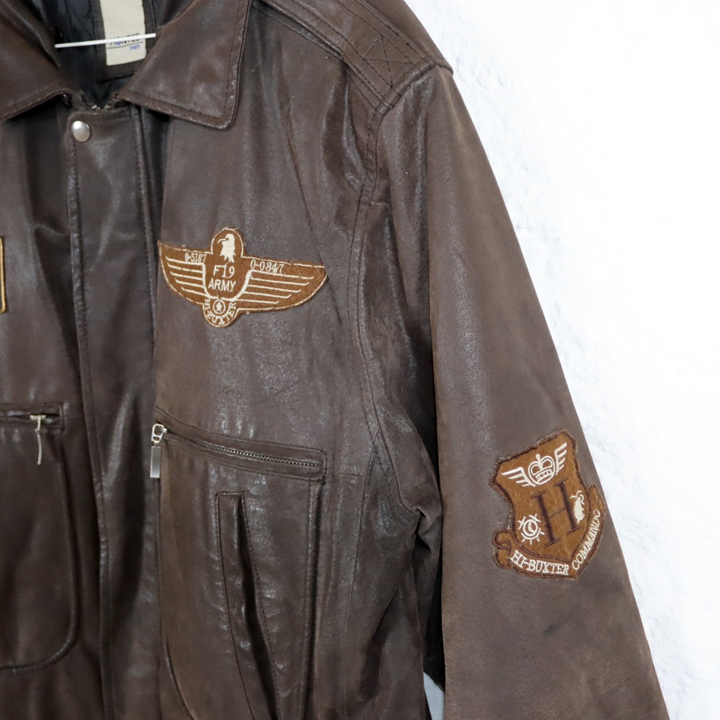 Vintage 80s 90s MONTES leather jacket biker jacket dark brown Army L