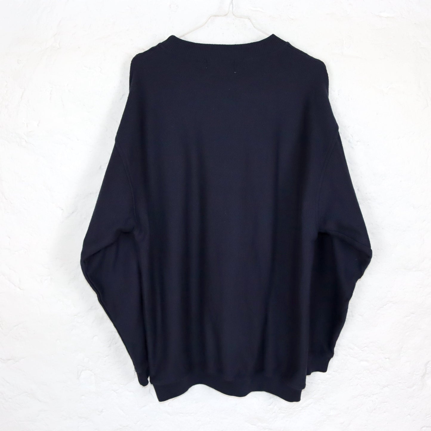 Vintage 80er 90er JOY Sweatshirt Pullover Waffeloptik dunkelblau 38