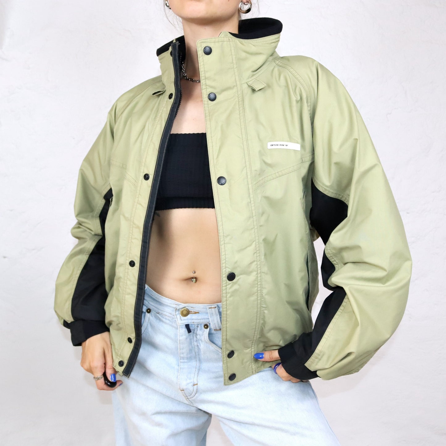 Vintage 80s 90s GREAT BANFF jacket lightly lined stand-up collar khaki black M
