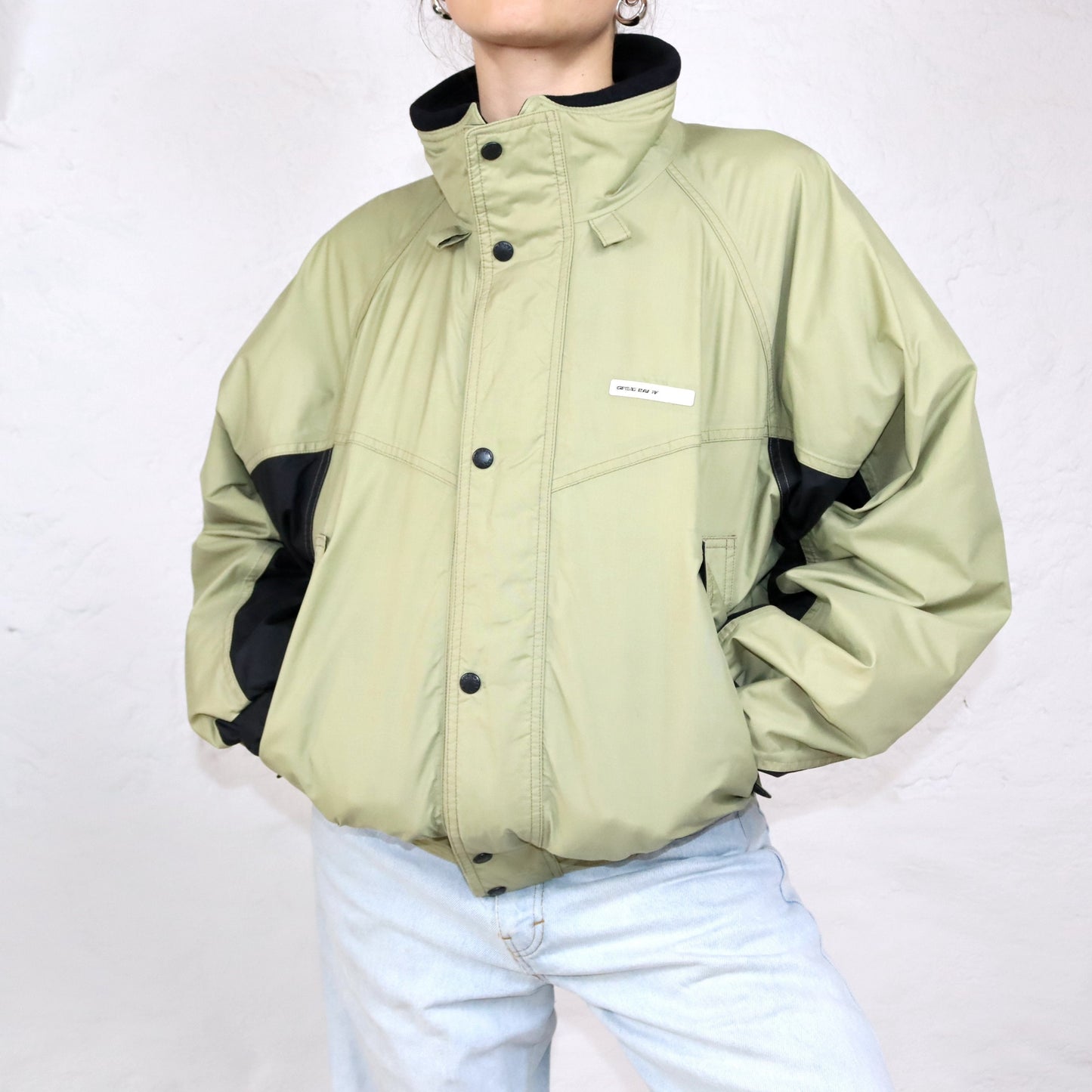 Vintage 80s 90s GREAT BANFF jacket lightly lined stand-up collar khaki black M