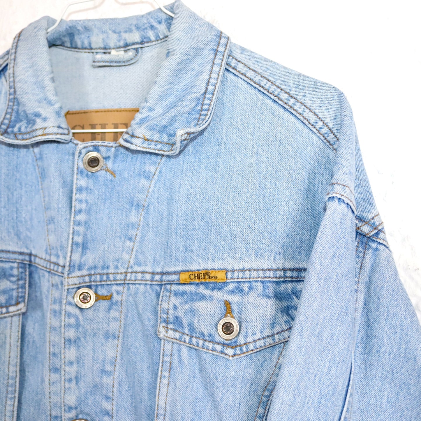Vintage 80s 90s CHEF denim jacket light blue jacket L