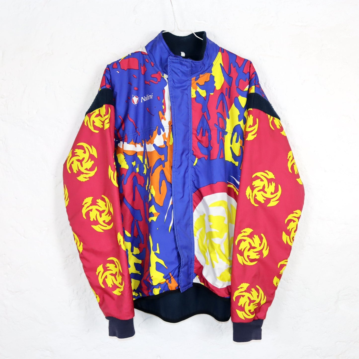 Vintage 80s 90s NALINI cycling jacket crazy pattern inside fleece L