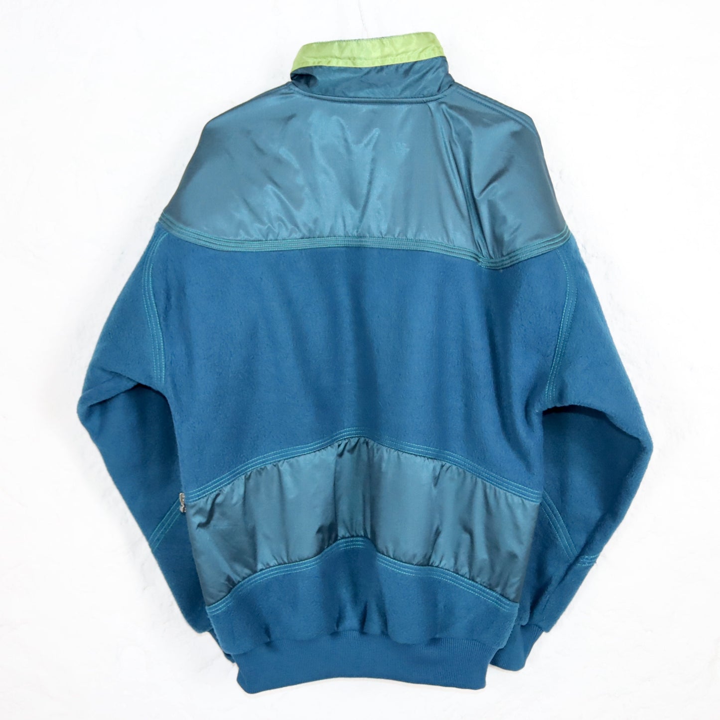 Vintage 80er 90er BELOW ZERO Fleecepullover Stehkragen blau grün M