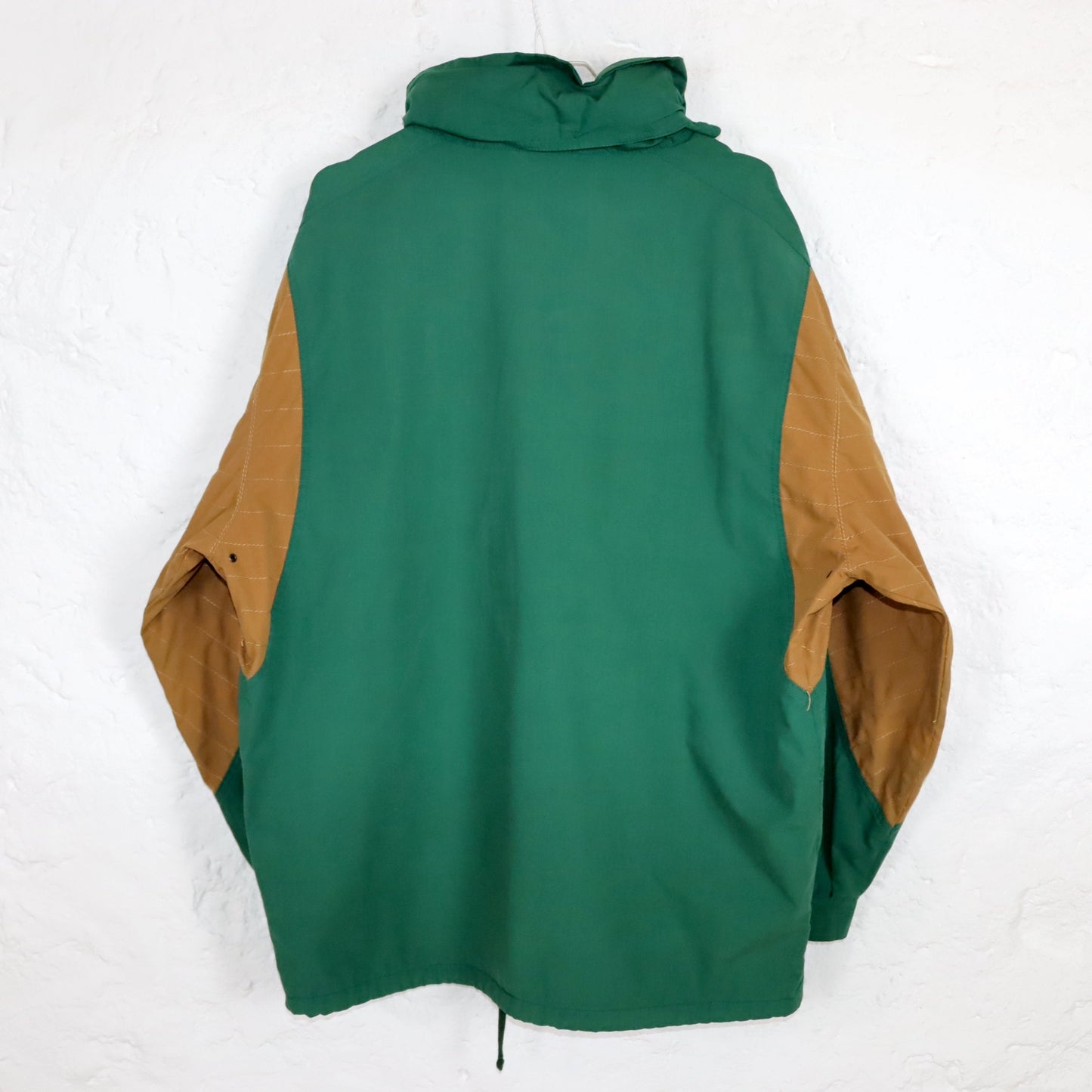 Vintage 80s 90s FILA thin jacket transition jacket green beige with hood L