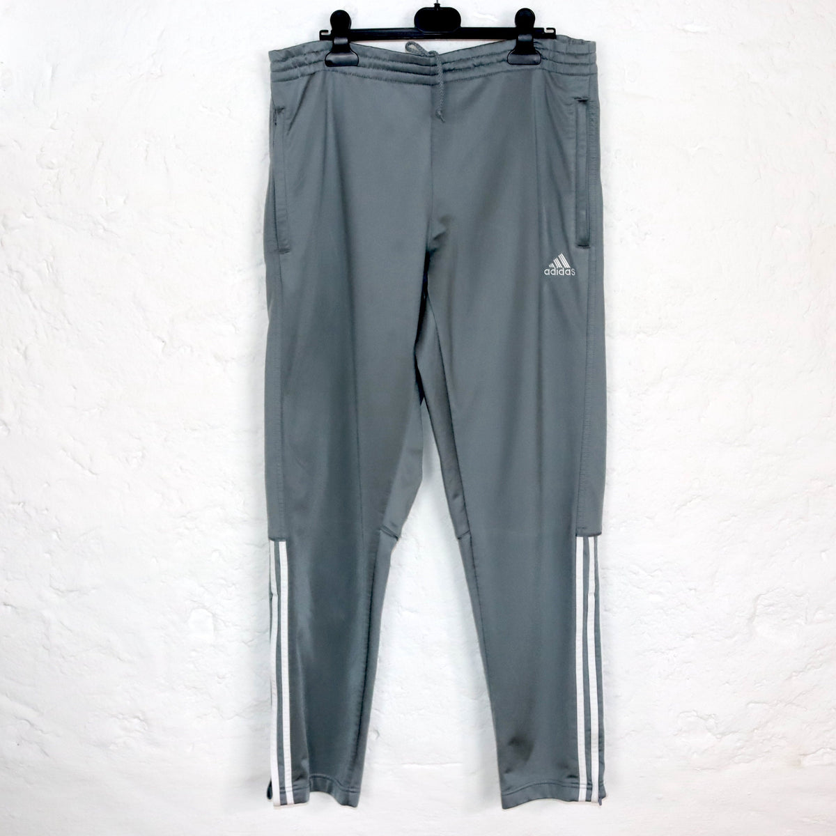 Vintage 80er 90er ADIDAS Jogginghose Trainingshose Baggy gerades Bein grau D4 L