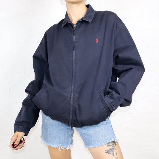 Vintage 90er 00er Y2k RALPH LAUREN POLO leichte Jacke Übergangsjacke dunkelblau M