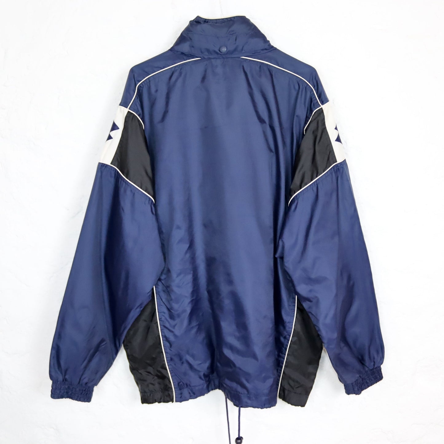 Vintage 80s 90s LOTTO rain jacket windbreaker blue white stand-up collar