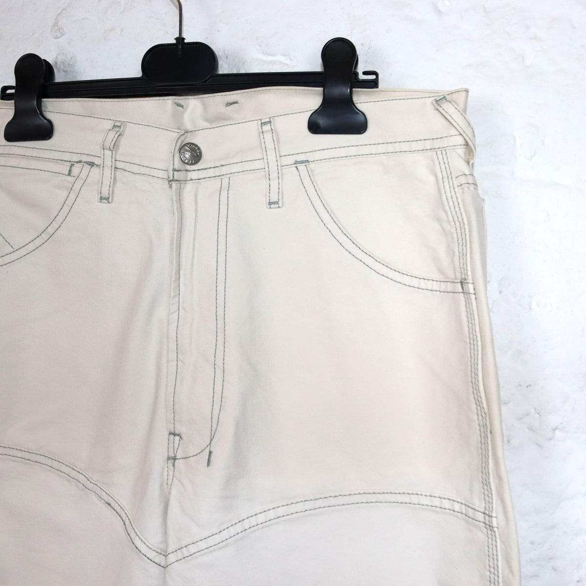 Vintage 90s 00s Y2k DIESEL baggy pants wide leg cargo pants cream white W30
