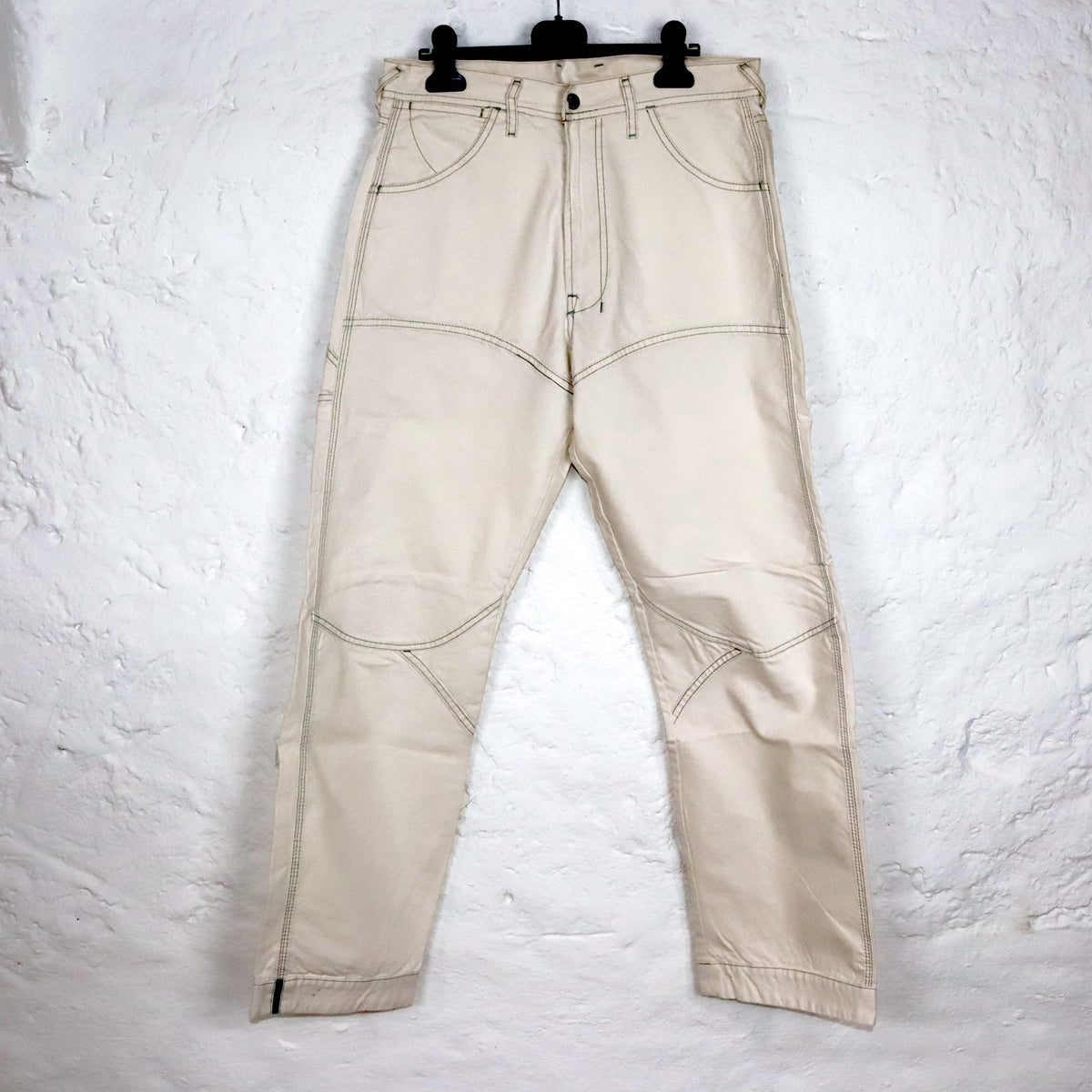 Vintage 90s 00s Y2k DIESEL baggy pants wide leg cargo pants cream white W30