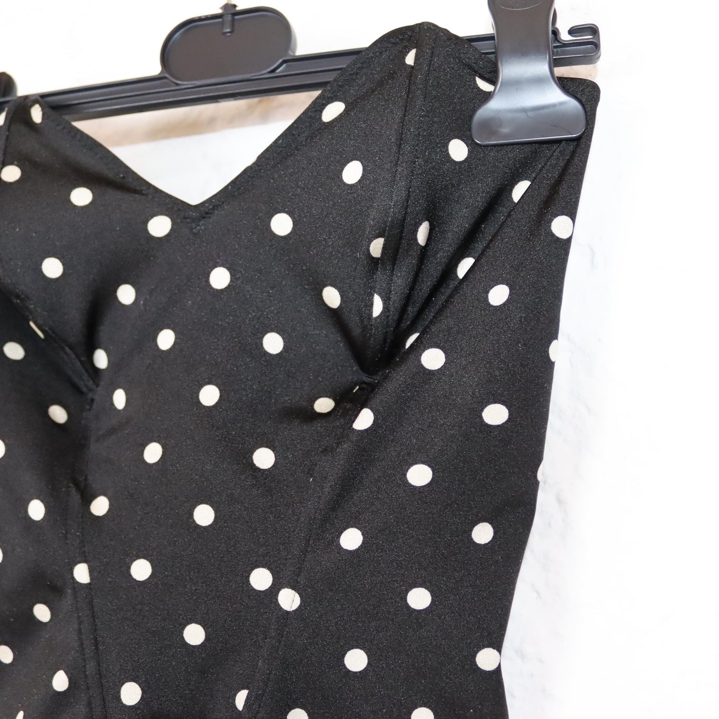 Vintage 80s 90s ANNCLUB bodysuit swimsuit bandeau body tube top dotted to tie S