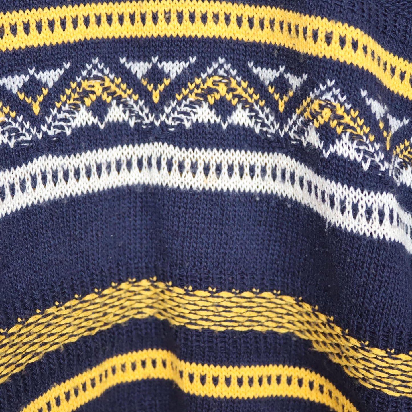 Vintage 80er 90er Coogi Style Pullover Strickpullover gemustert dunkelblau gelb L