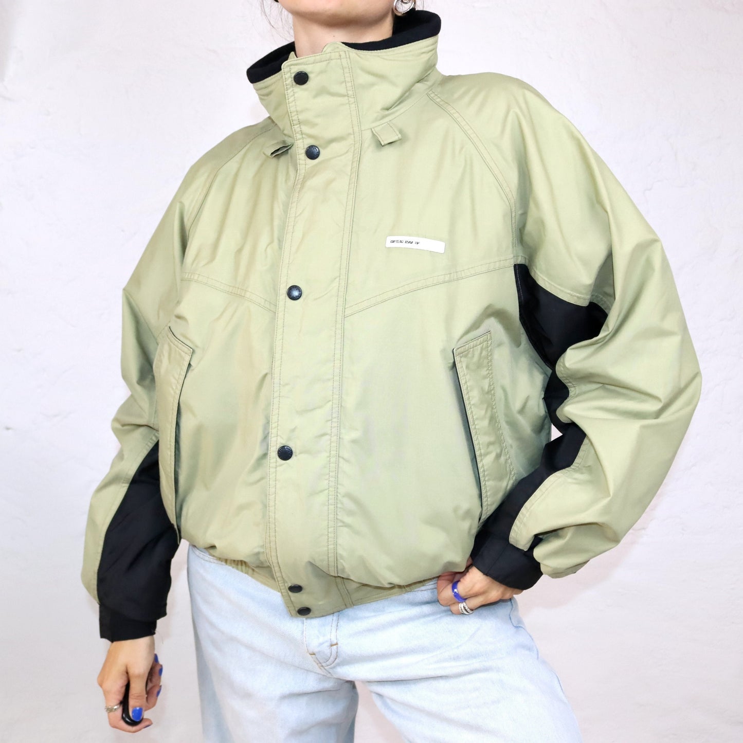 Vintage 80s 90s GREAT BANFF jacket lightly lined stand-up collar khaki black M