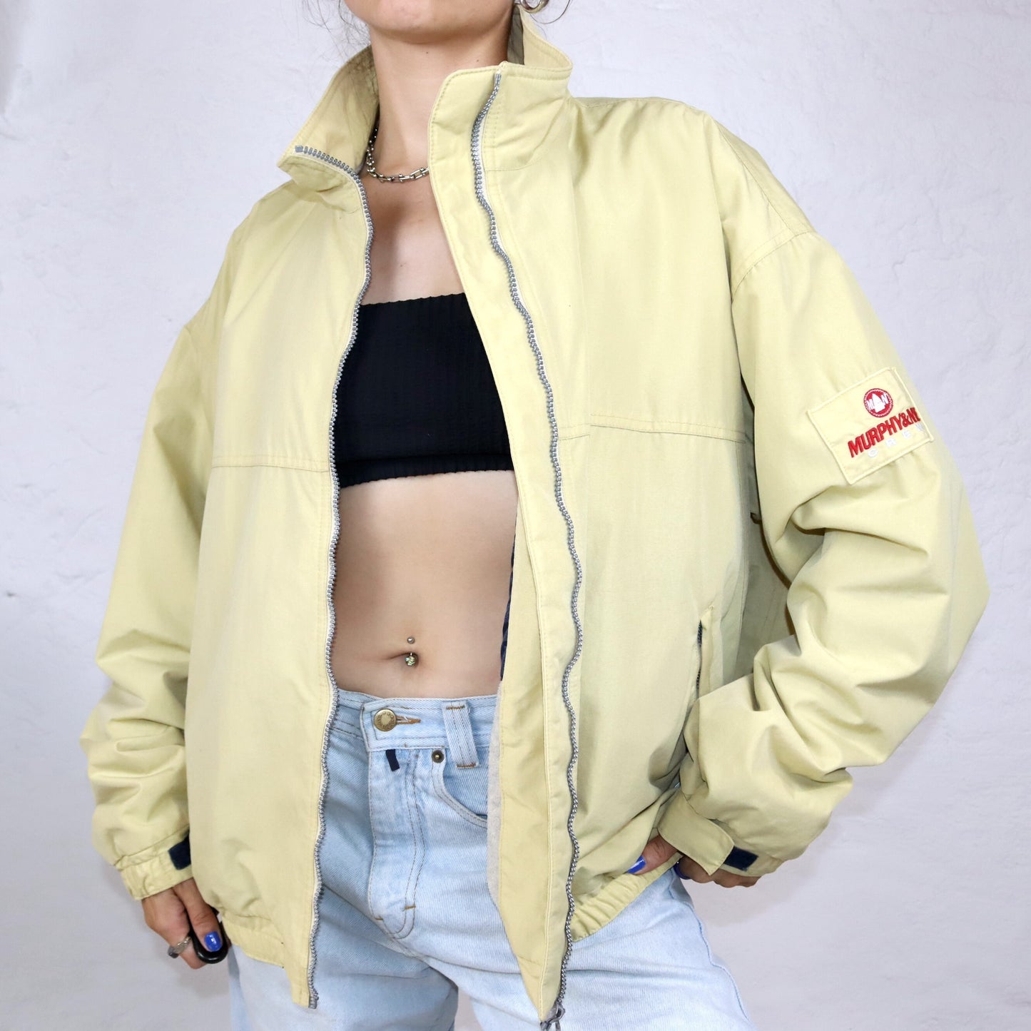 Vintage 80s 90s MURPHY & NYE jacket lightly lined stand-up collar yellow XXL
