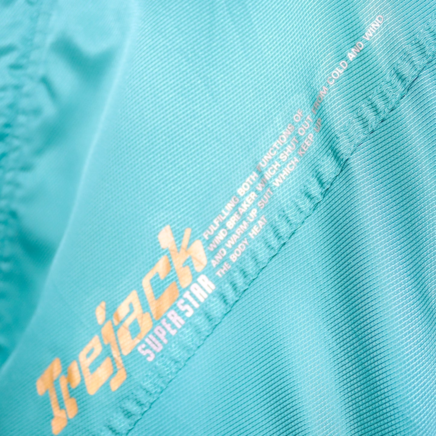 Vintage 80s 90s SUPER STAR thin jacket stand-up collar shiny turquoise M
