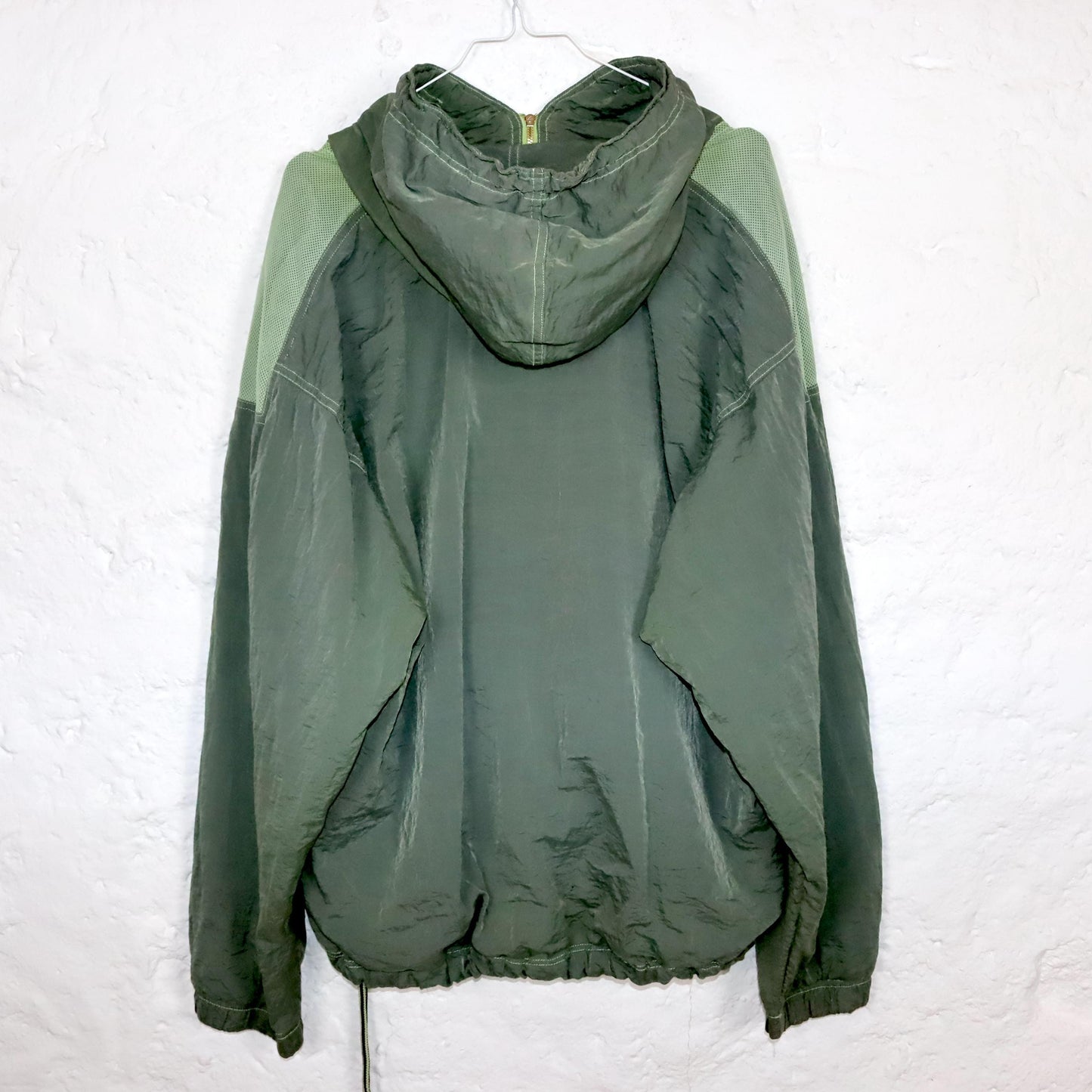 Vintage 80s 90s BELFE windbreaker jacket overcoat shiny khaki L 52
