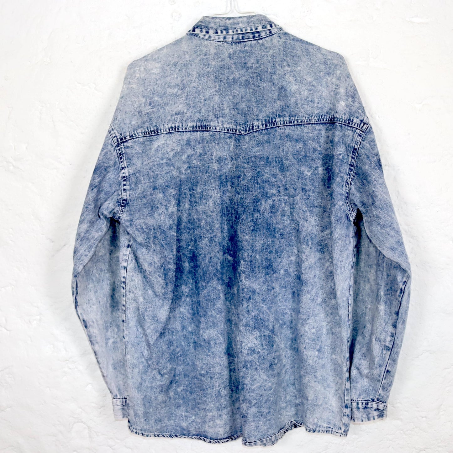 Vintage 80s 90s NEW FAST denim shirt stonewashed long sleeve S
