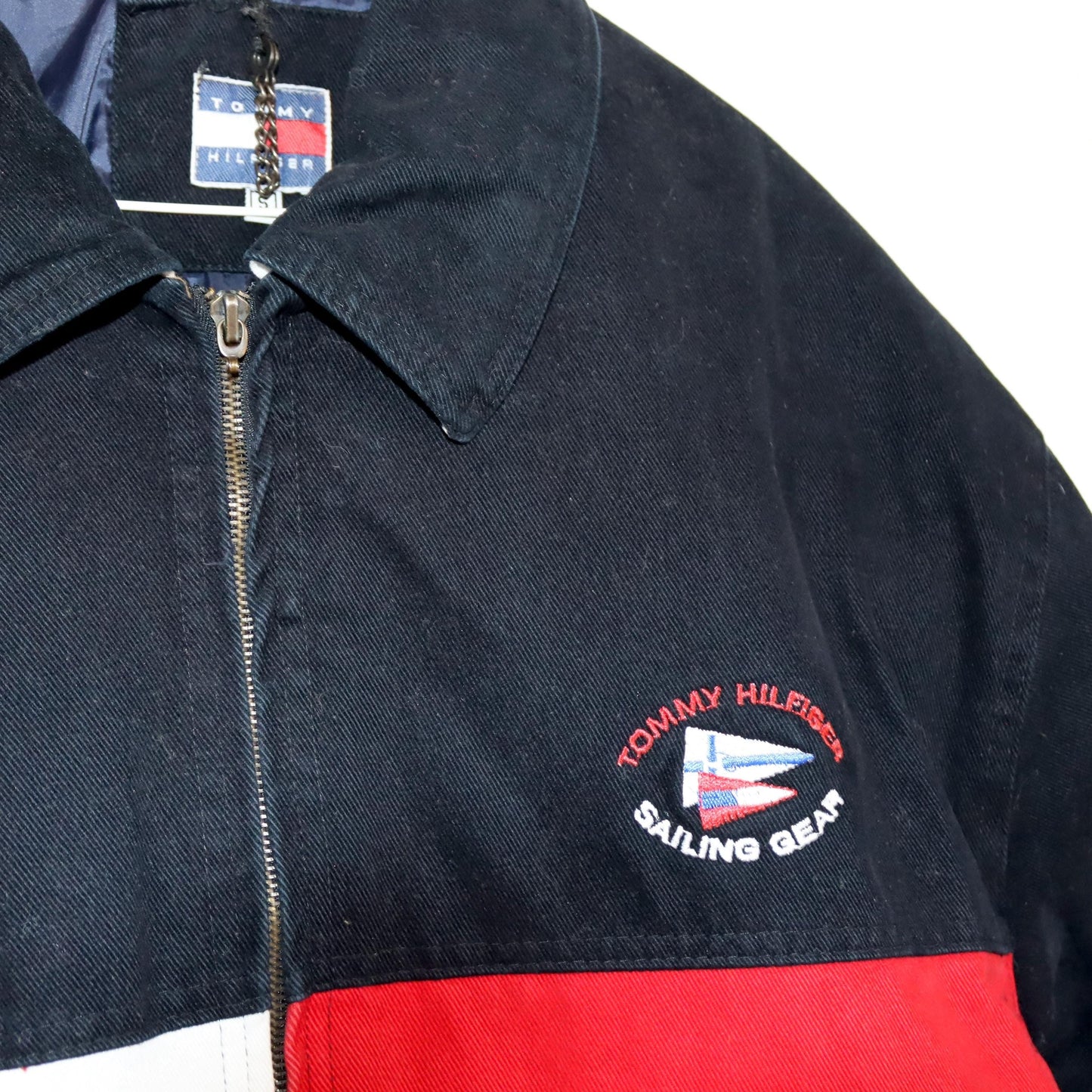 Vintage 80s 90s TOMMY HILFIGER Sailing Gear Rare Jacket lined collar white red black S
