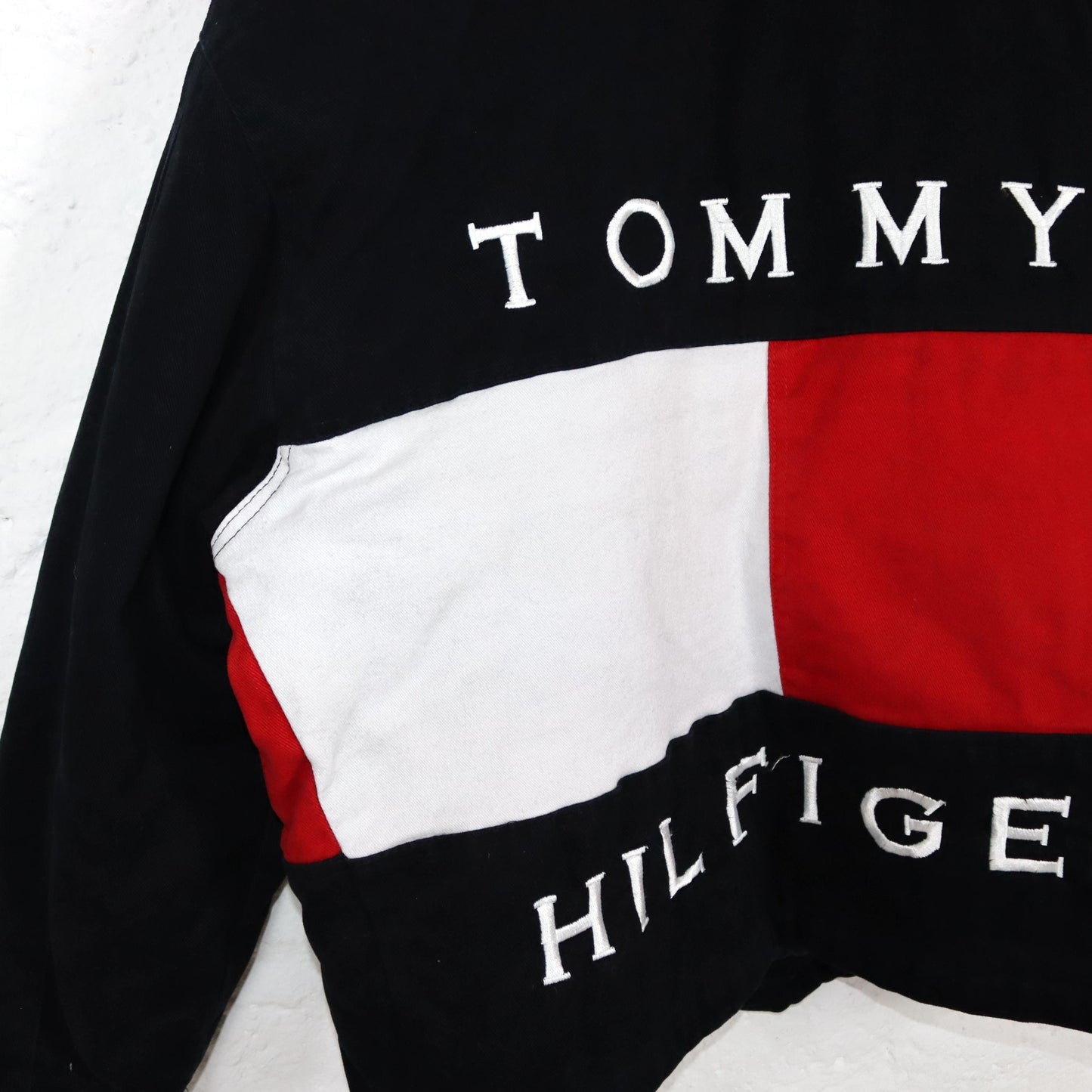 Vintage 80s 90s TOMMY HILFIGER Sailing Gear Rare Jacket lined collar white red black S
