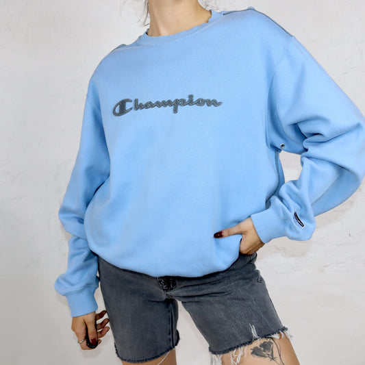 Vintage 80er 90er CHAMPION Sweatshirt Pullover hellblau L