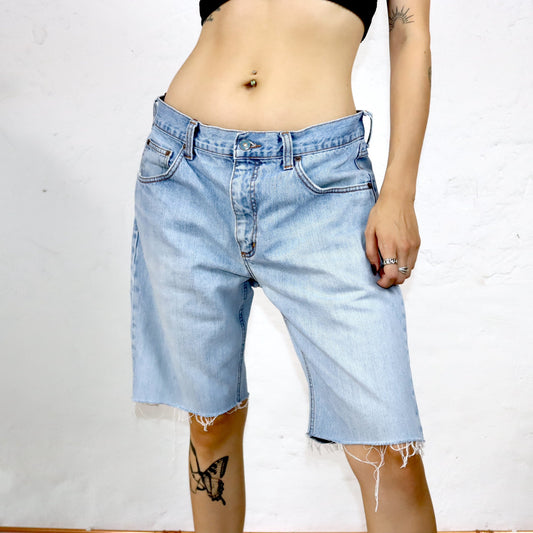 Vintage 80er 90er RIFLE Jorts kurze Hose Jeans Baggy hellblau W36
