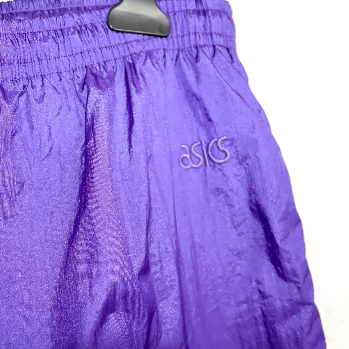 Vintage 80er 90er ASICS Jogginghose Trainingshose gerades Bein Baggy Lila M