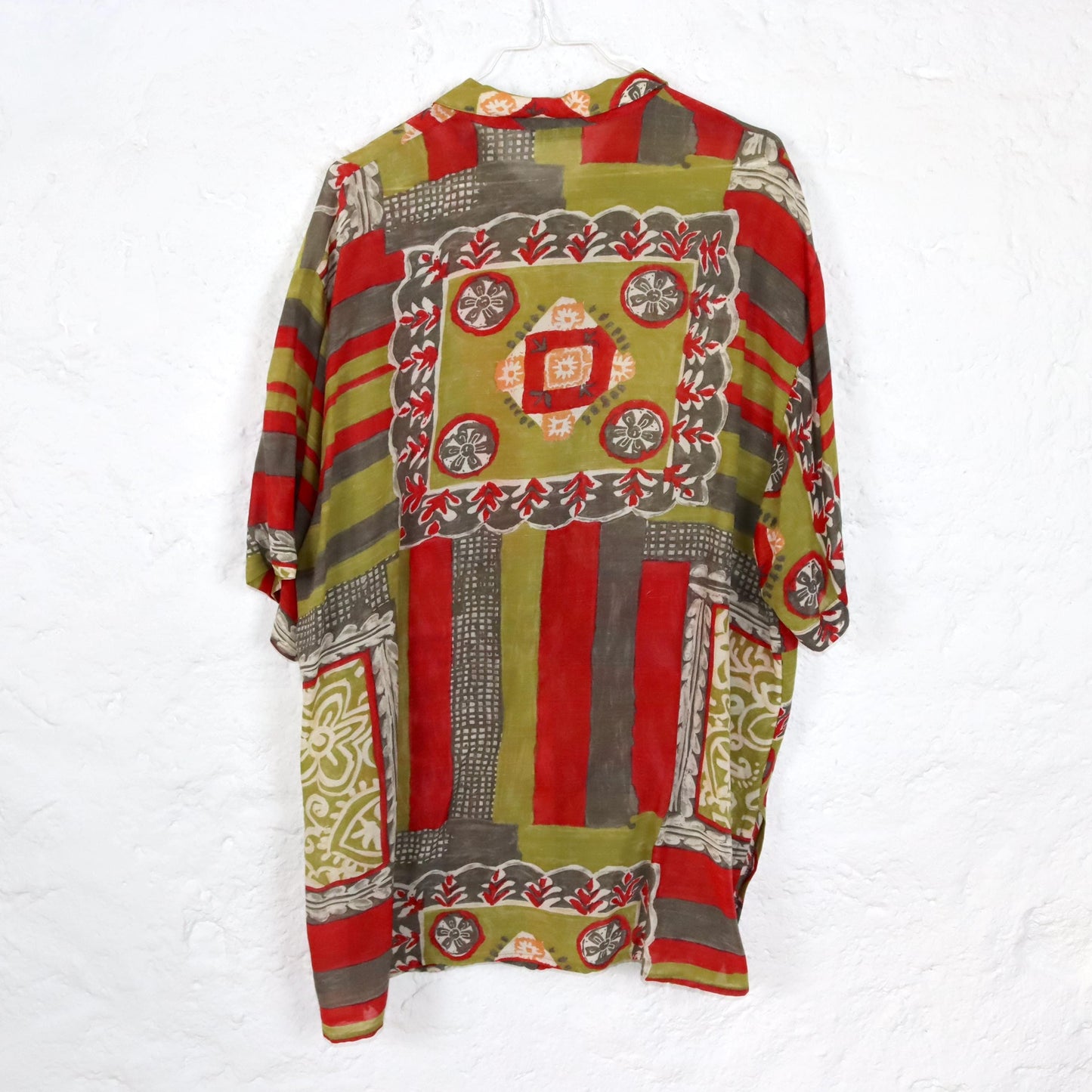 Vintage 80s 90s DONNA FLOR blouse slightly transparent crazy pattern L