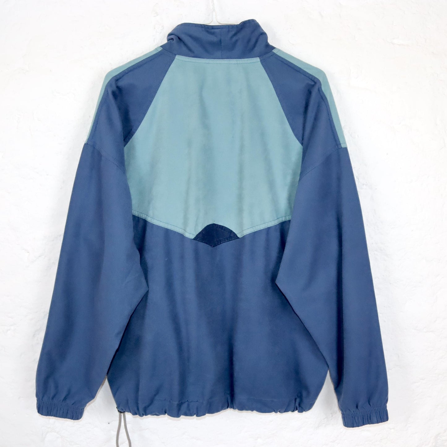 Vintage 80s 90s GREEKSTROKE PARK jacket overcoat stand-up collar blue velvet S