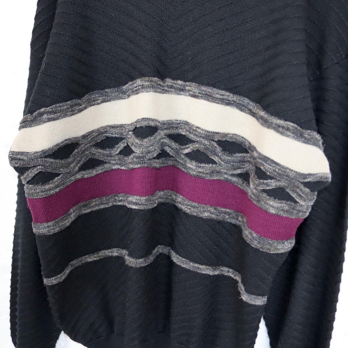 Vintage 80er 90er PELO Wollpullover Pullover Wolle schwarz beige lila 50 W.-Germany L