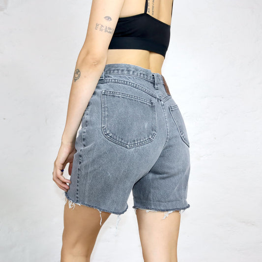 Vintage 80er 90er Shorts kurze Hose mit Stickerei dunkelgrau 38