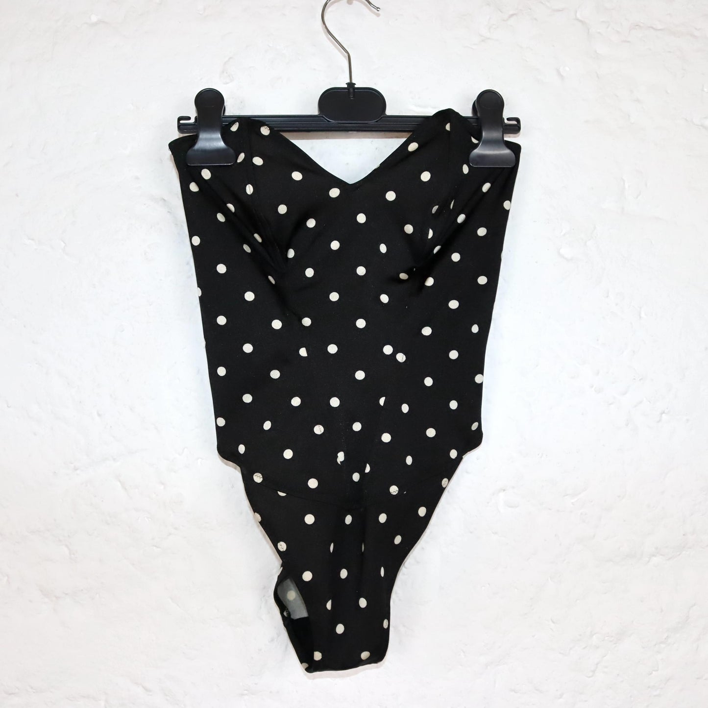 Vintage 80s 90s ANNCLUB bodysuit swimsuit bandeau body tube top dotted to tie S
