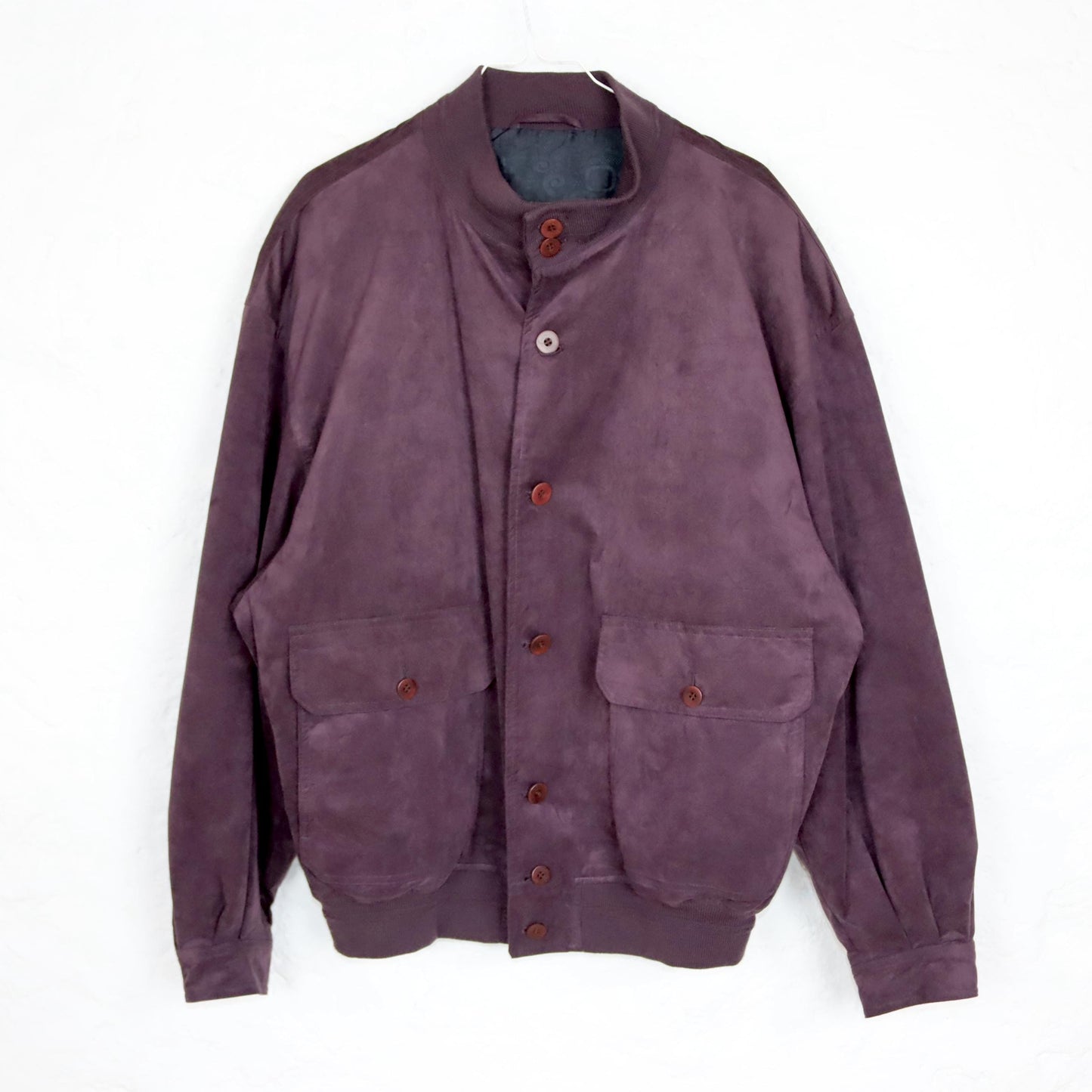 Vintage 80s 90s ODERMARK bomber jacket blouson suede look purple 54 L