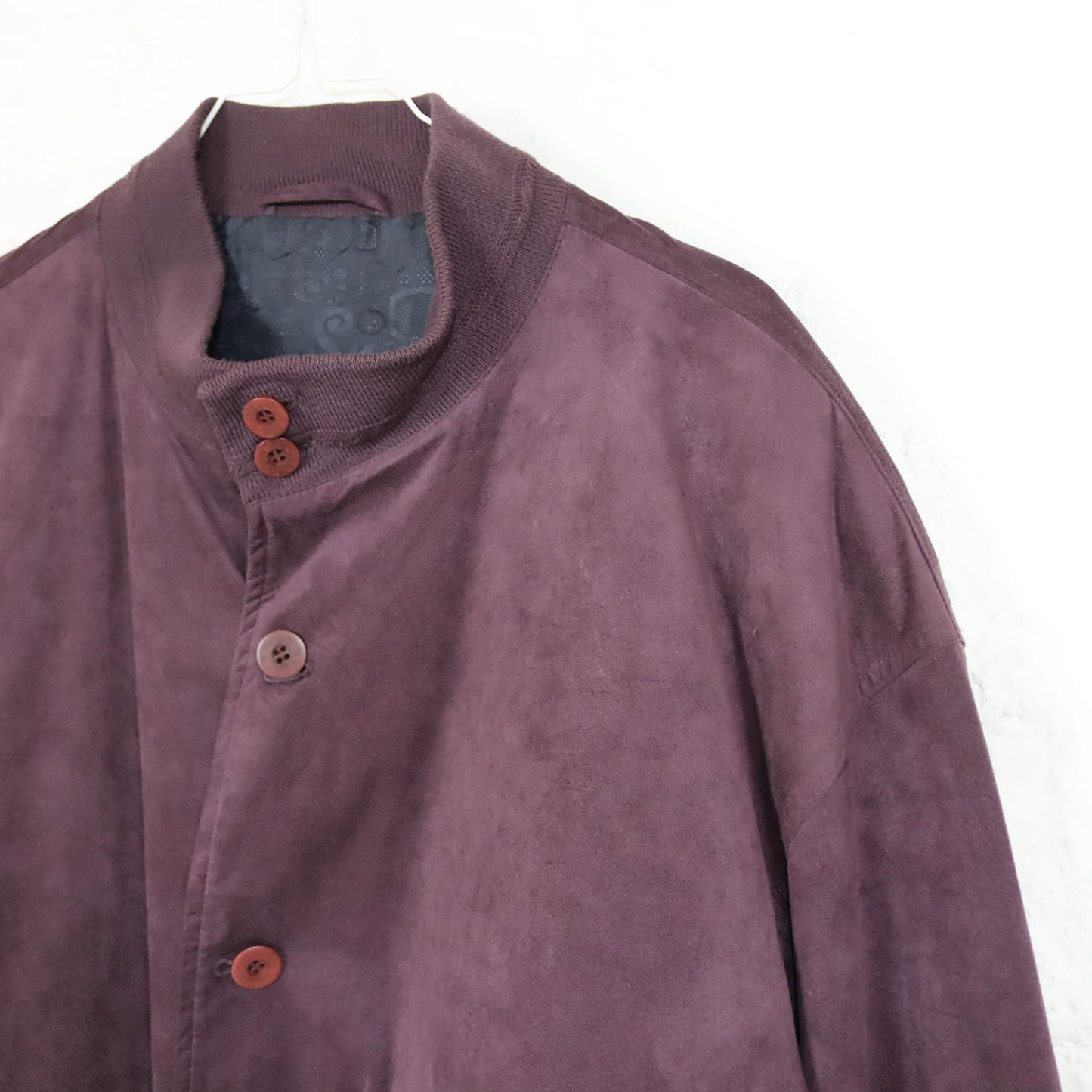 Vintage 80s 90s ODERMARK bomber jacket blouson suede look purple 54 L