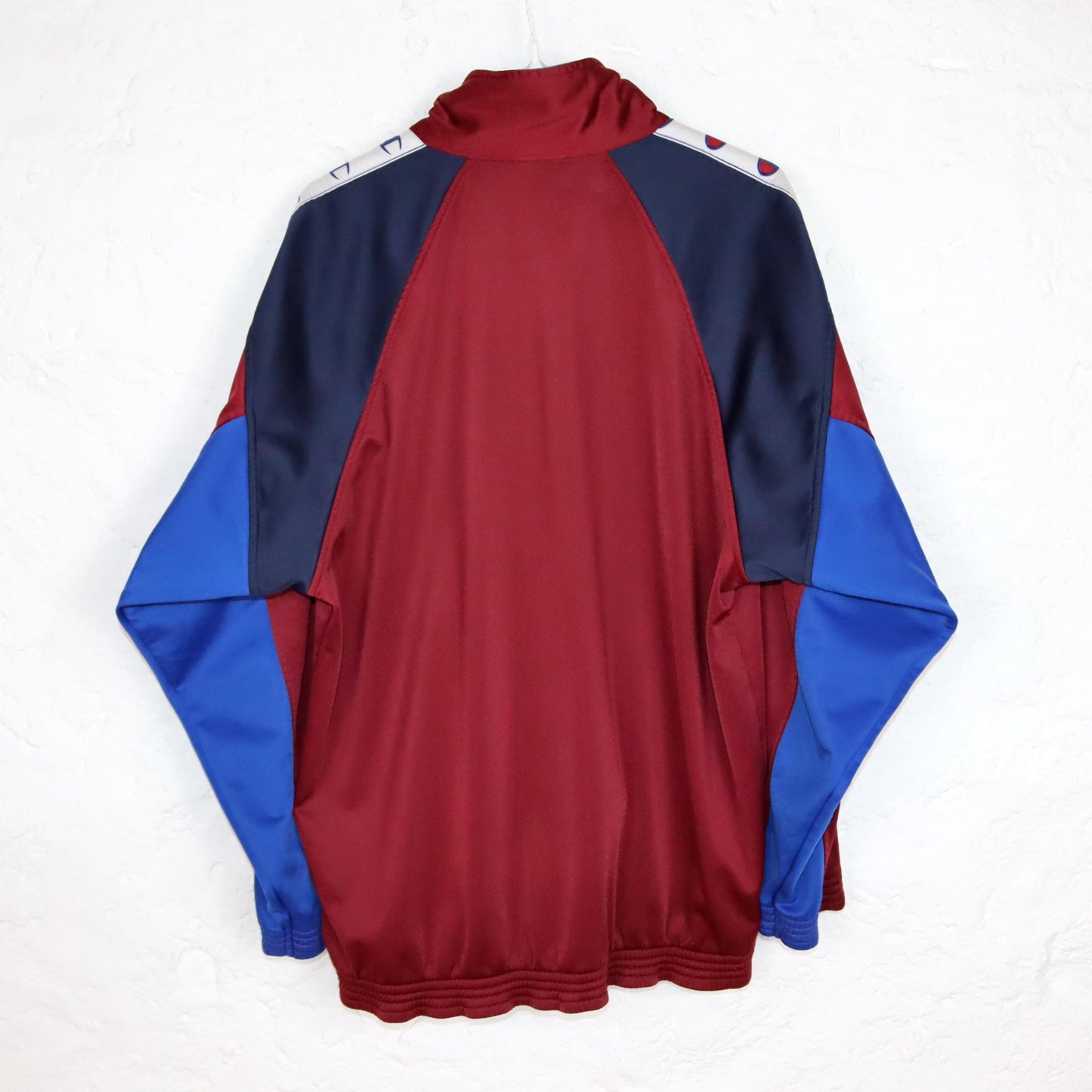 Vintage 80s 90s CHAMPION tracksuit jacket stand-up collar dark red blue white M