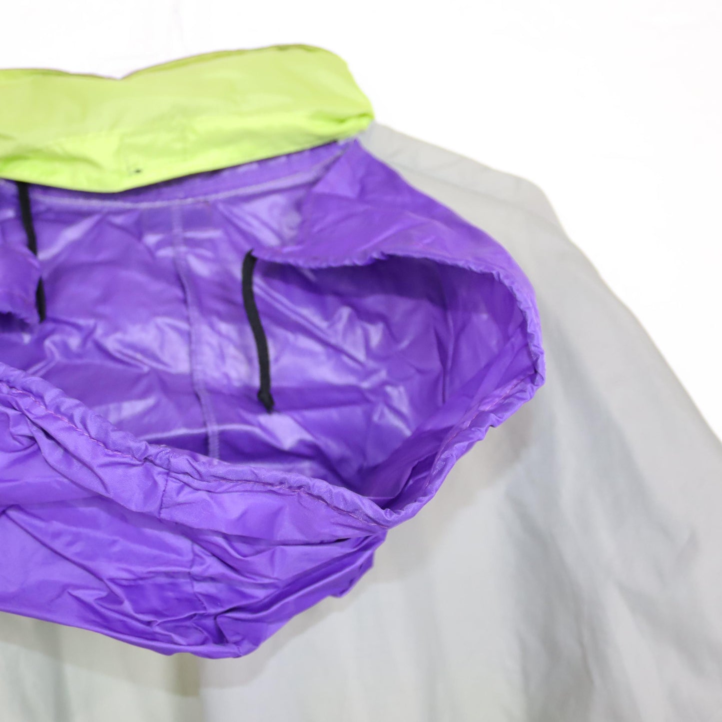 Vintage 80s 90s REEBOK rain jacket purple green grey with hood M