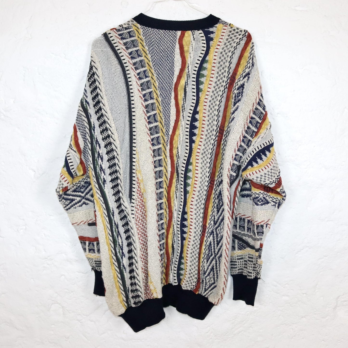 Vintage 80er 90er Coogi Style Pullover Strickpullover V-Ausschnitt bunt L