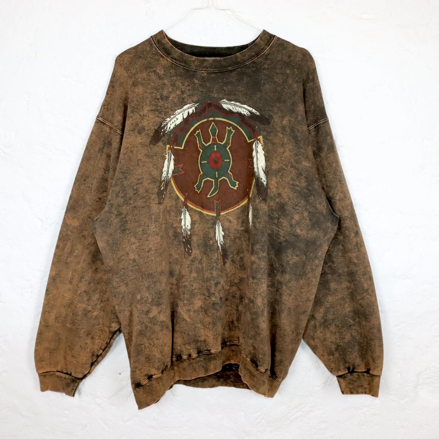 Vintage 80er 90er ONEITA Sweatshirt Pullover Batik Print braun M/L