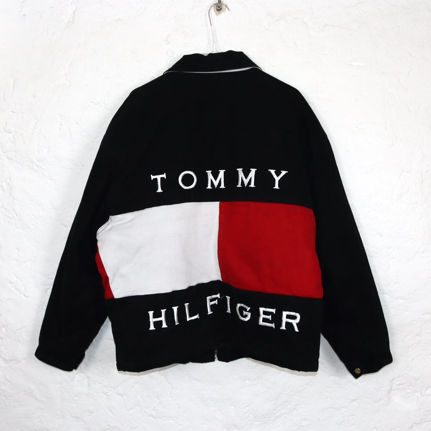 Vintage 80s 90s TOMMY HILFIGER Sailing Gear Rare Jacket lined collar white red black S