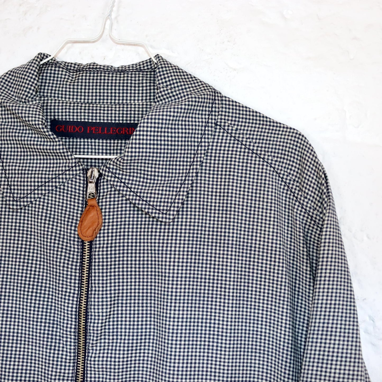 Vintage 80s 90s GUIDO PELLEGRINI thin jacket checked black and white Blouson 50 L