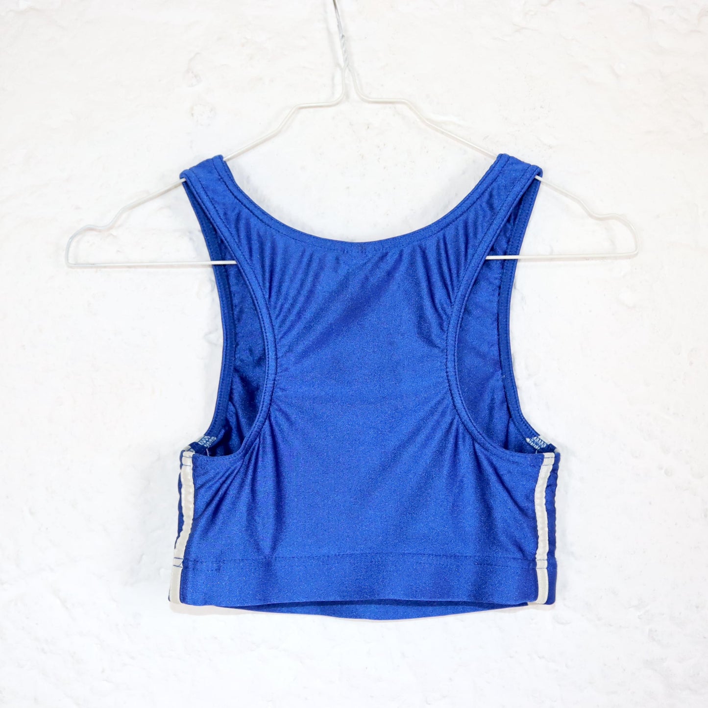 Vintage 80er 90er ADIDAS Sport BH Crop Top blau glänzend S