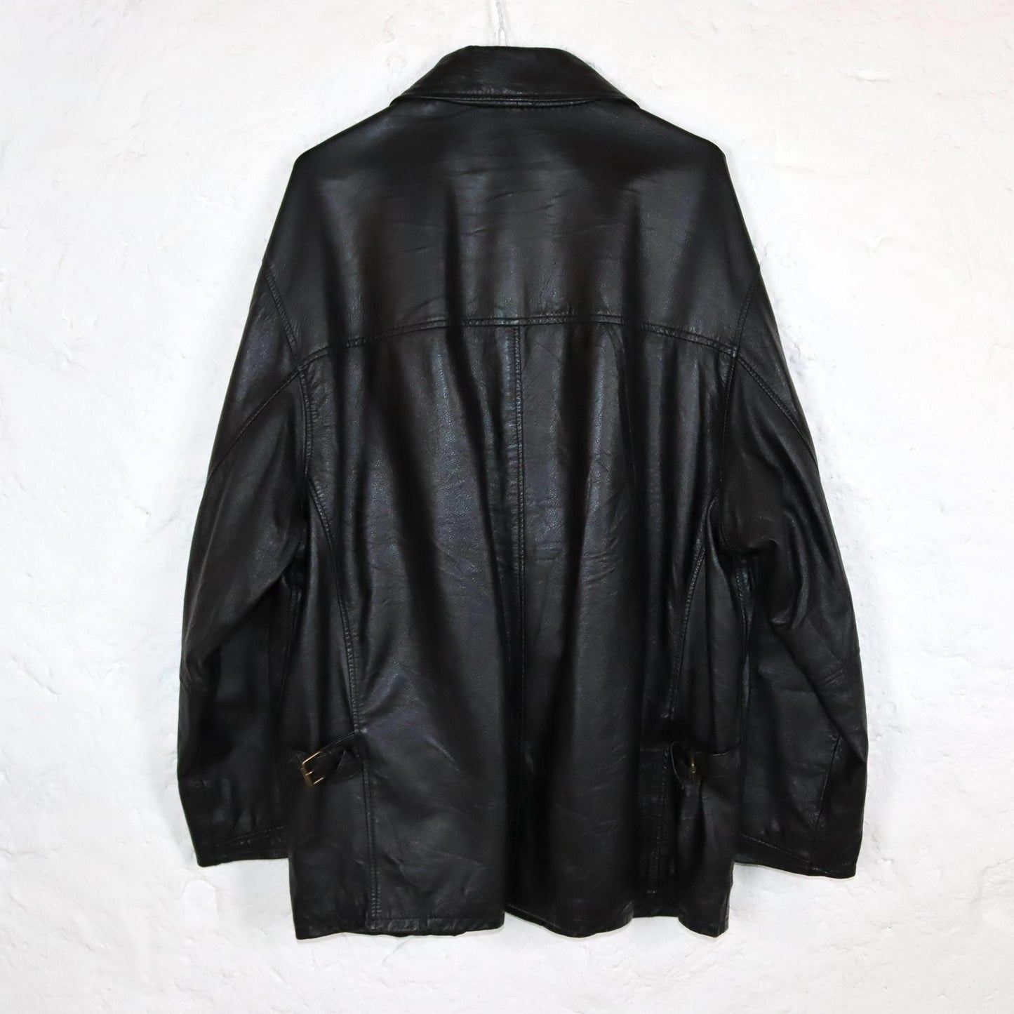 Vintage 80s 90s DIEGO CREAZONI leather jacket leather coat black thin 52 L
