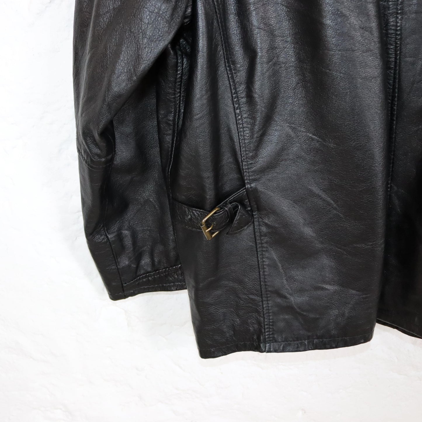 Vintage 80s 90s DIEGO CREAZONI leather jacket leather coat black thin 52 L