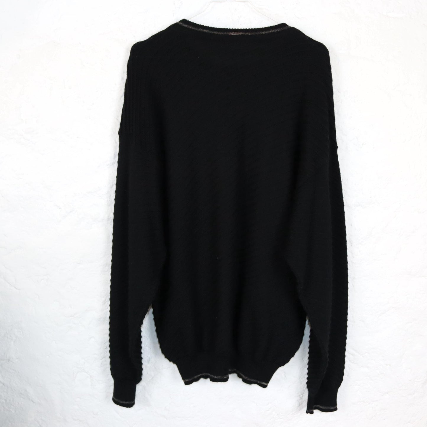 Vintage 80er 90er PELO Wollpullover Pullover Wolle schwarz beige lila 50 W.-Germany L