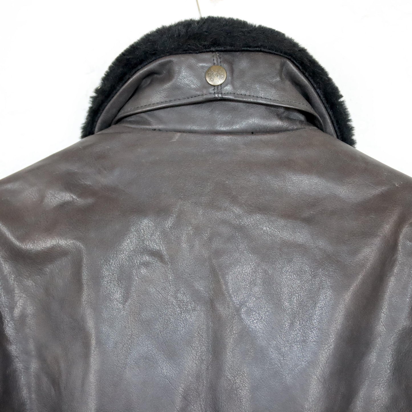 Vintage 80s 90s SCOTT TIME Liberty pilot jacket leather jacket lined fur collar dark brown M/L