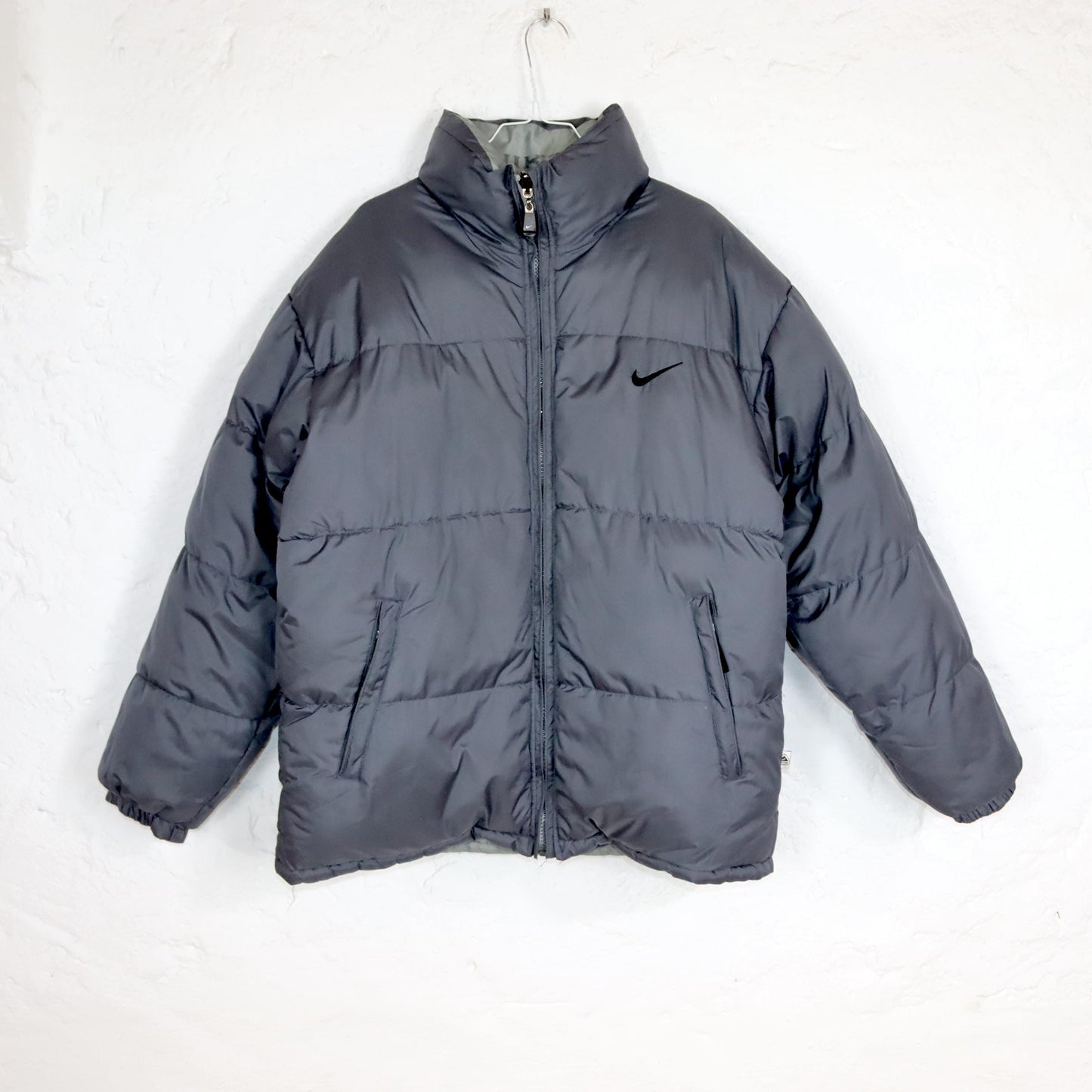 Vintage 80s 90s Y2k NIKE PREMIER ACG reversible jacket winter jacket puffer jacket stand-up collar lined grey L