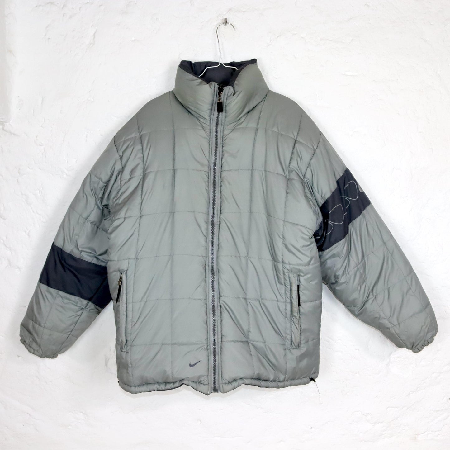 Vintage 80s 90s Y2k NIKE PREMIER ACG reversible jacket winter jacket puffer jacket stand-up collar lined grey L