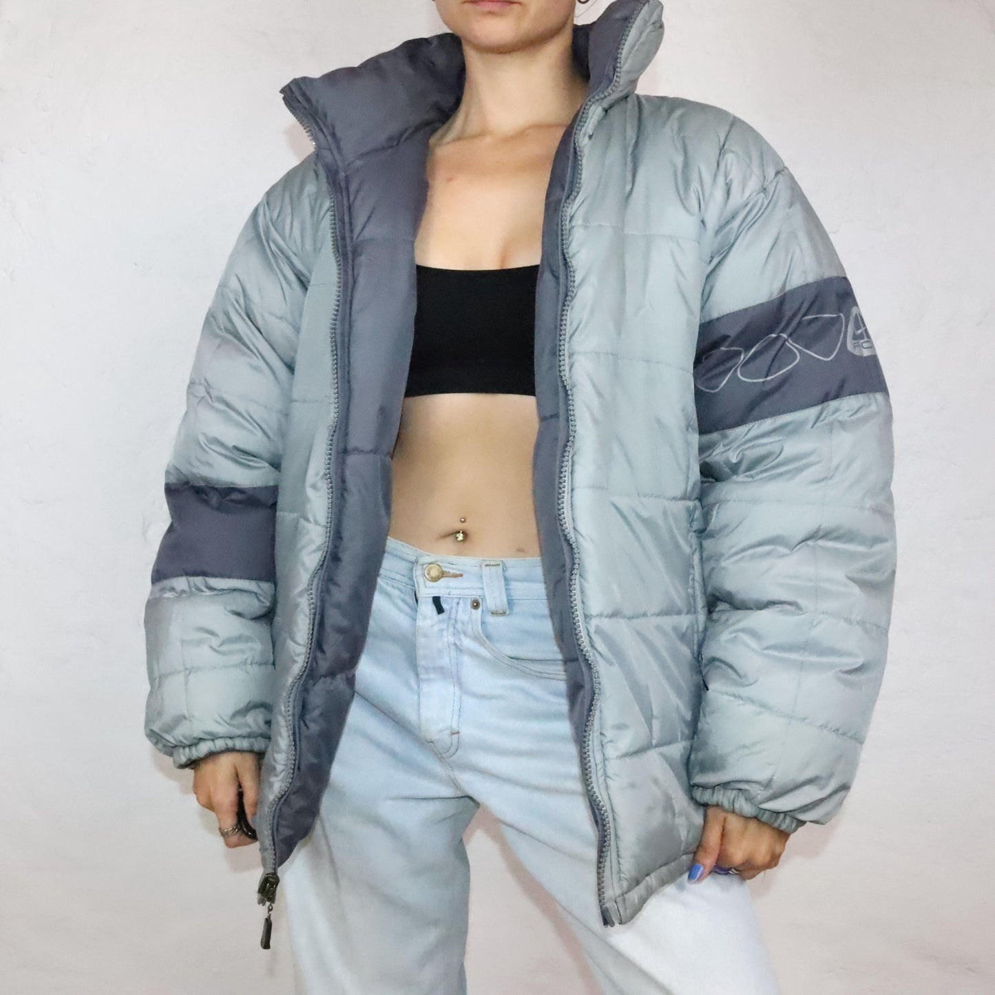 Vintage 80s 90s Y2k NIKE PREMIER ACG reversible jacket winter jacket puffer jacket stand-up collar lined grey L