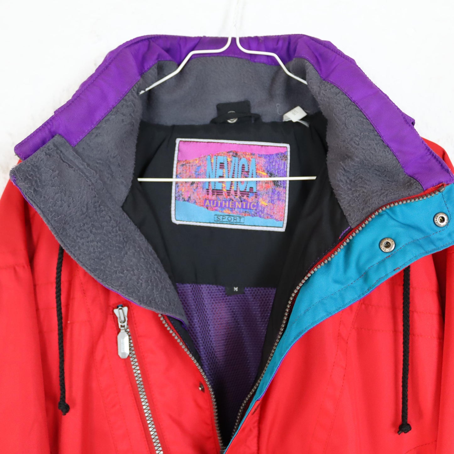 Vintage 80s 90s NEVICA windbreaker rain jacket stand-up collar overcoat ski red M