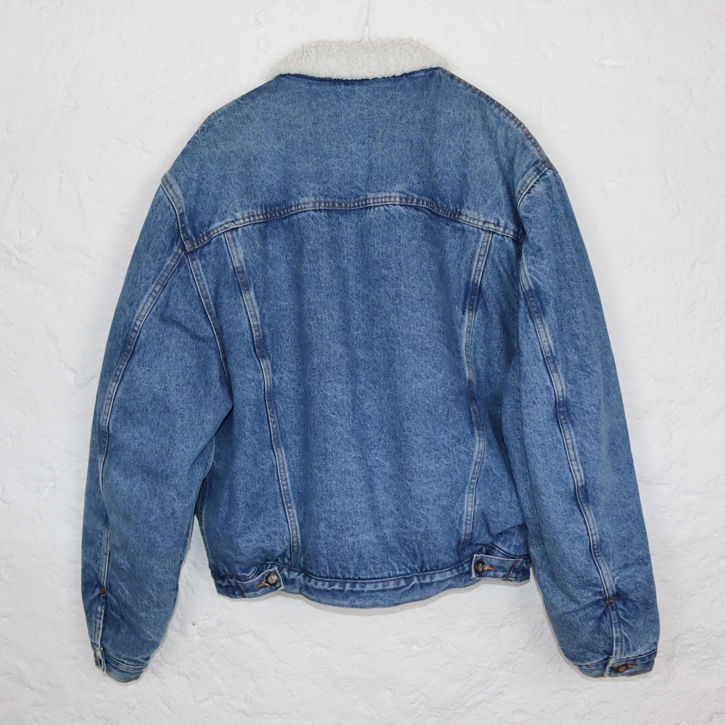 Vintage 80s 90s TOP IN denim jacket lined jacket teddy fur blue L