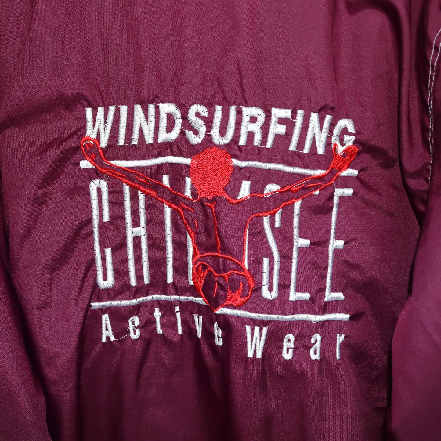 Vintage 80er 90er CHIEMSEE Windbreaker Regenjacke Jacke doppellagig Stickerei dunkelila XL