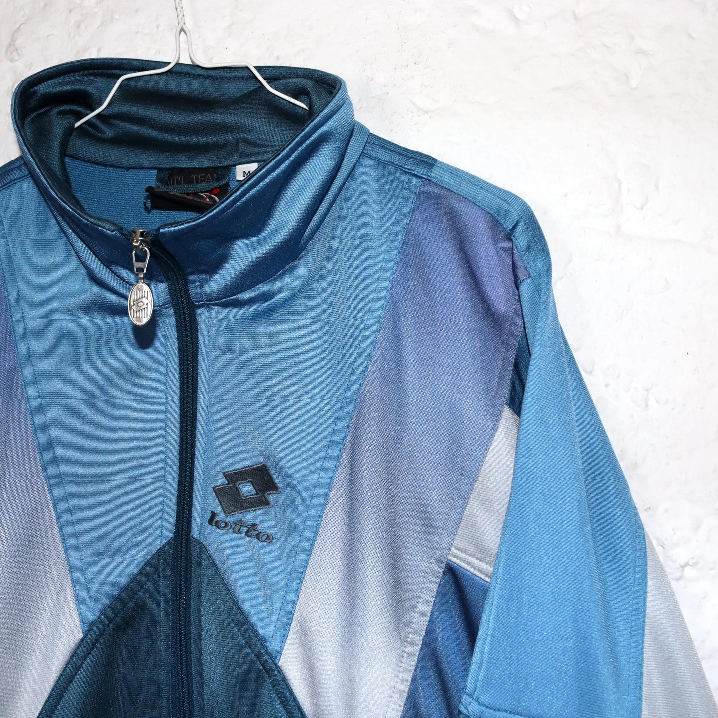 Vintage 80s 90s LOTTO tracksuit jacket stand-up collar blue grey M